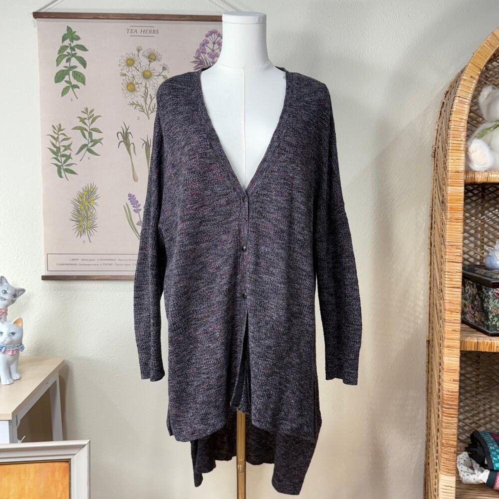 Free People Gray Oversized Slouchy Cardigan Sweater Grunge Gloomy Coquette S